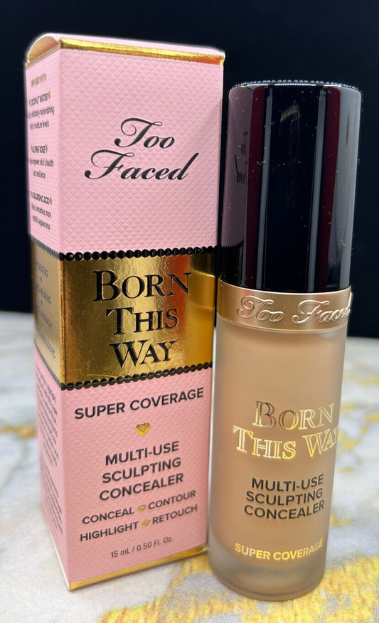 Too faced Born like this super coverage concealer - 0.5oz/15mL#LIGHT BEIGE - NIB