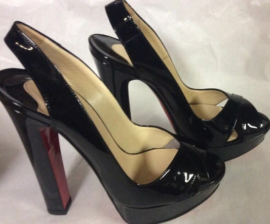 Christian Louboutin Marple Town 140 Patent Calf ~ BK 01 Black~ Size 36 - NIB