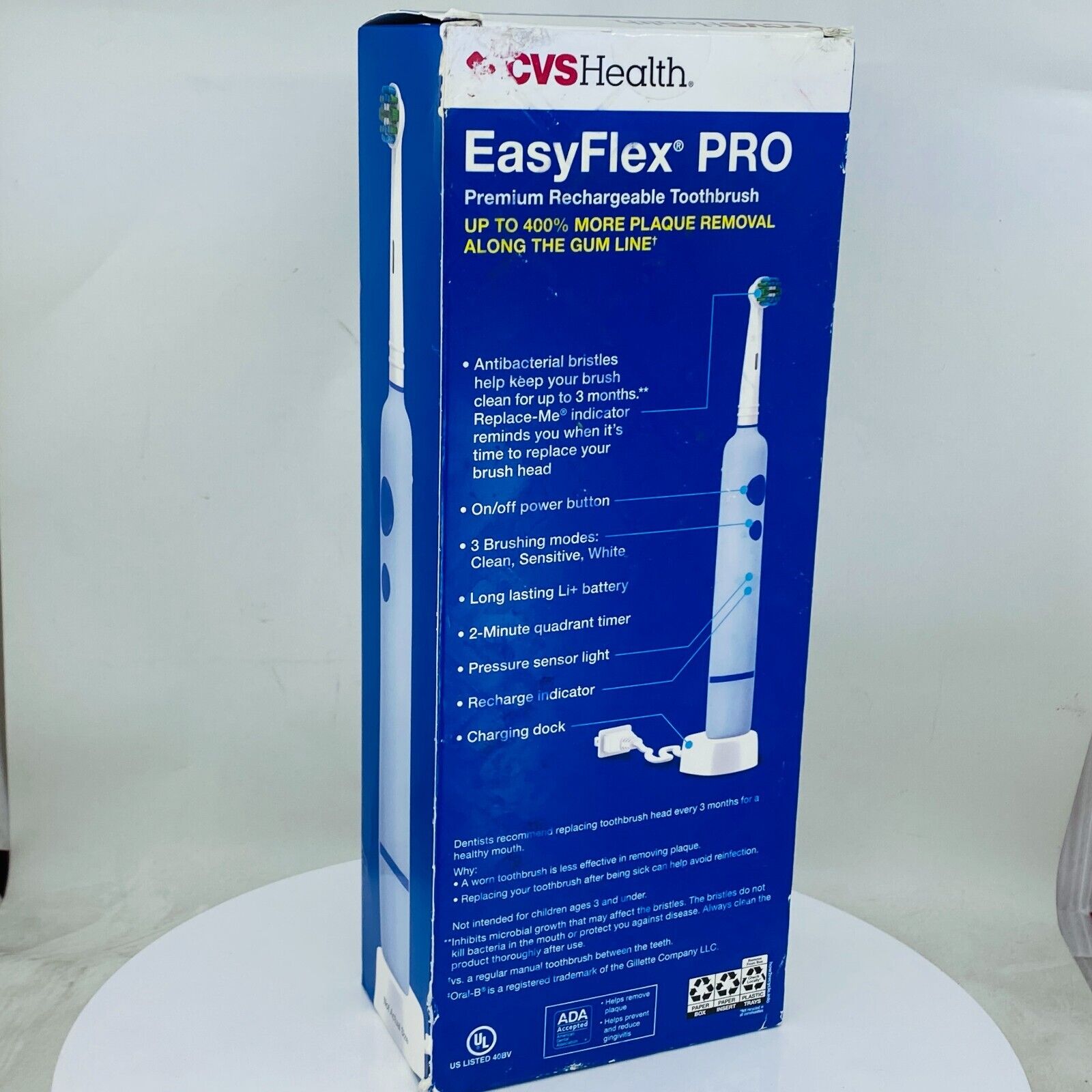 CVS Easy Flex Pro Premium Rechargeable Toothbrush Timer Antibacterial - NIB