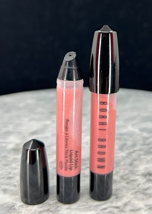 BOBBI BROWN Art Stick Liquid Lip.06oz #natural pink Travel size (LOT OF 2)- NWOB