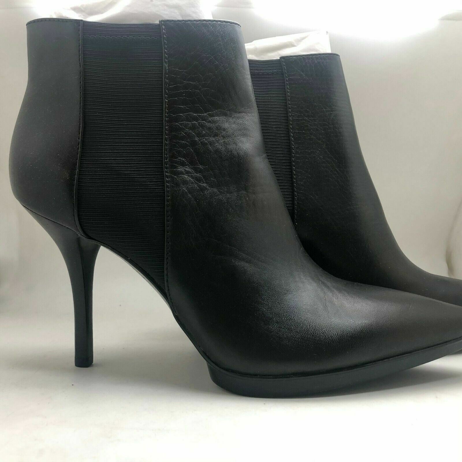 Calvin Klein Weslynn Womens Ankle Boots Black Leather ~ Size 10 M, NIB