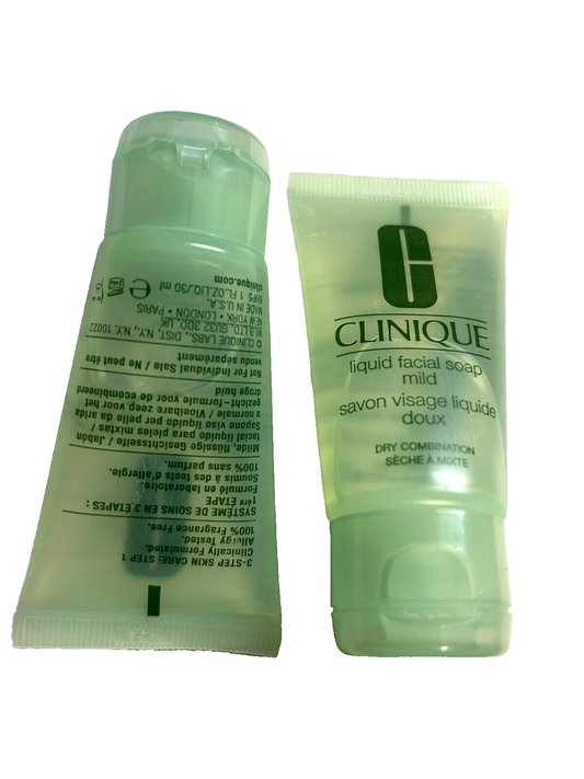 CLINIQUE Liquid Facial Soap Mild - For Dry Combination Skin 1oz/30ml (LOT OF 2) 