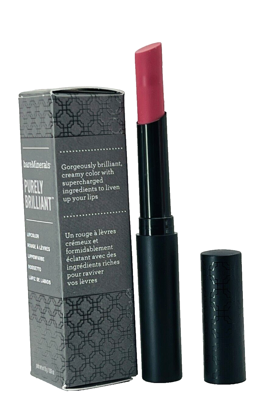 BAREMINERALS Purely Brilliant Lipcolor - 0.06oz #Vivid Rose ~ NEW IN BOX