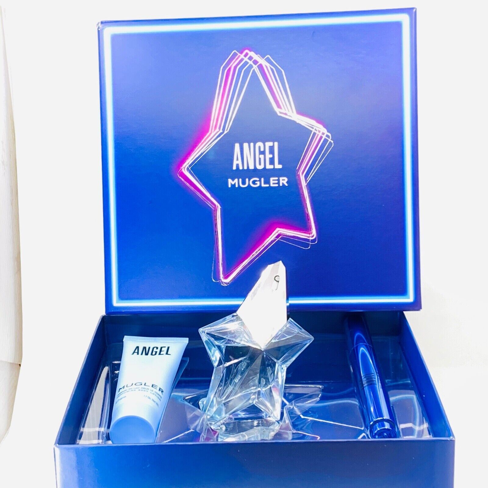 Angel 3 Piece Gift Set With 0.8 Oz EDP + 0.33 Oz Mini + 1.7 Oz Body Lotion - NIB