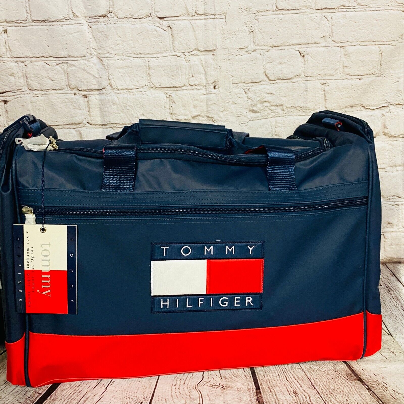 Vintage 90s Tommy Hilfiger Weekender Large Duffle Gym Travel Bag Flag - NEW