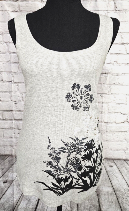 Butterfly Sleeveless Tank Top  Women - Gray - S - NEW