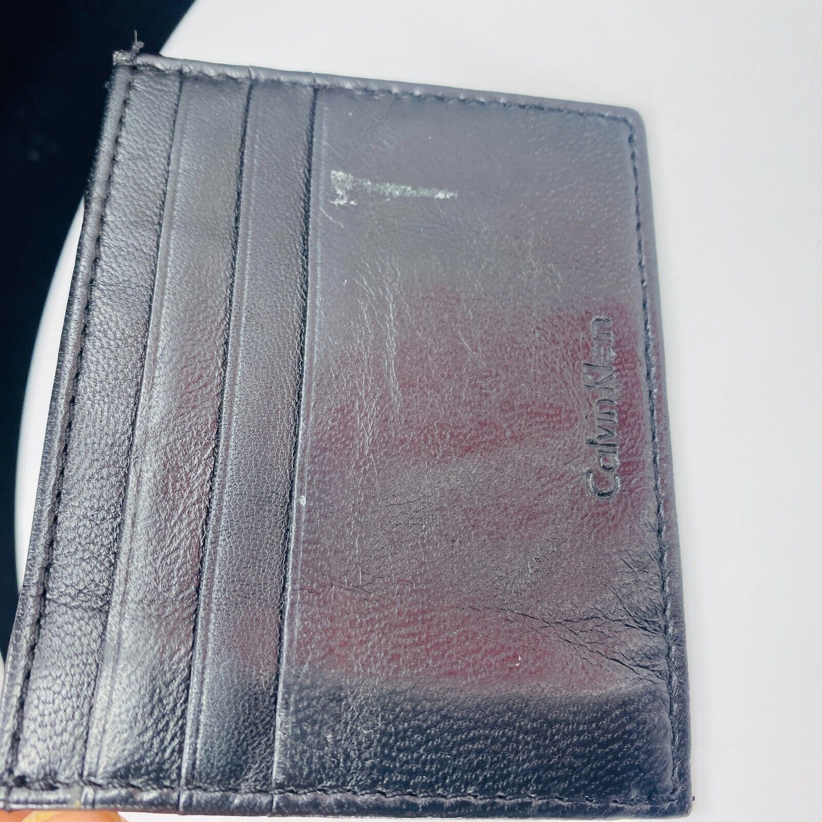 Calvin Klein Men's Black Leather Credit Card Holder ID Case Window (item 12)