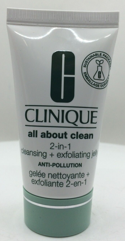 CLINIQUE All About Clean 2-in-1 Cleansing + Exfoliating JELLY (1oz/30mL) (NWOB)