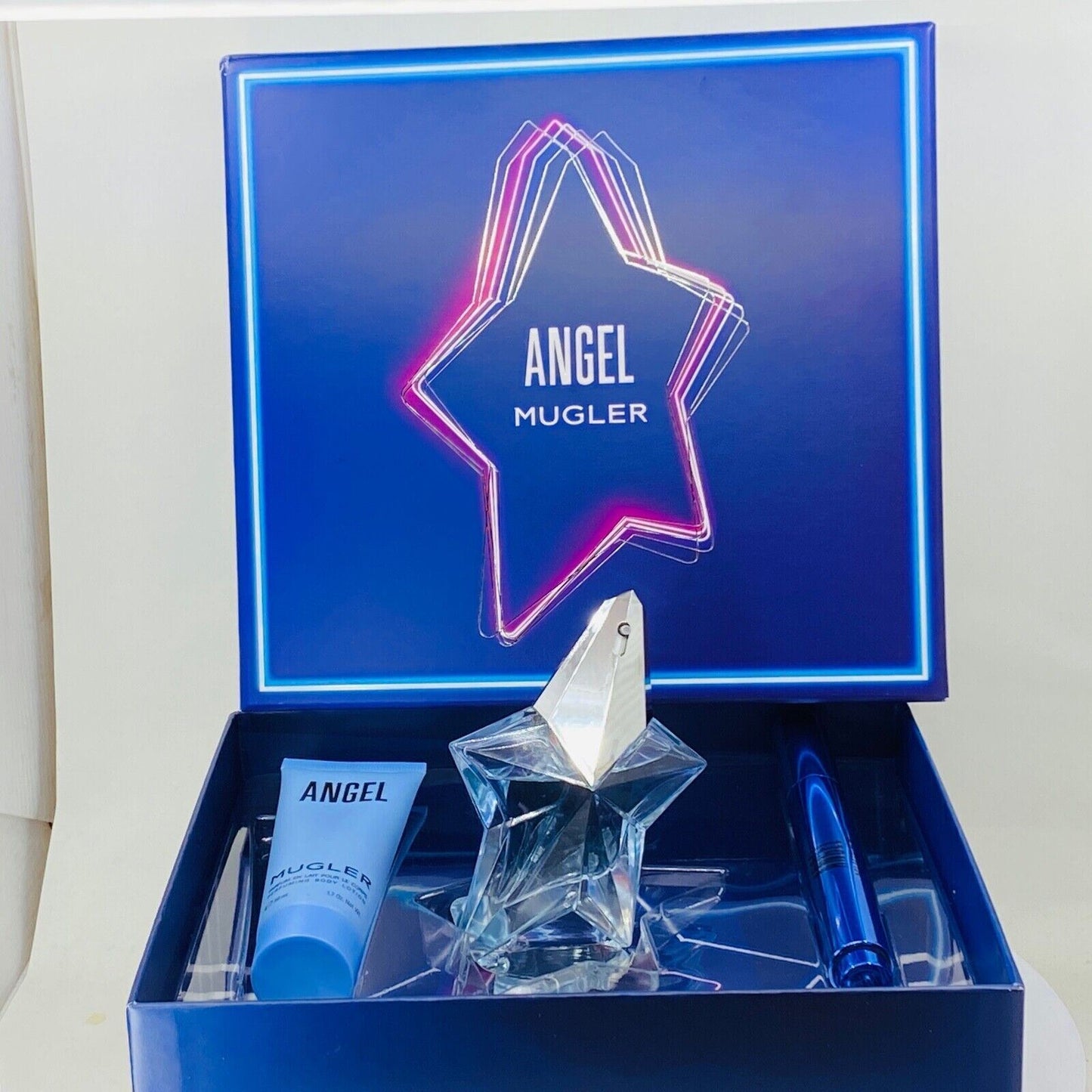 Angel 3 Piece Gift Set With 0.8 Oz EDP + 0.33 Oz Mini + 1.7 Oz Body Lotion - NIB