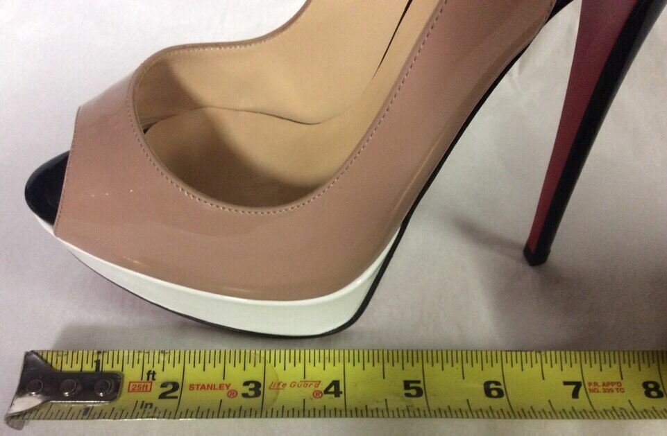 Christian Louboutin Lady Peep Sling 150 Patent Calf CN07 NUDE6248 White Size38.5