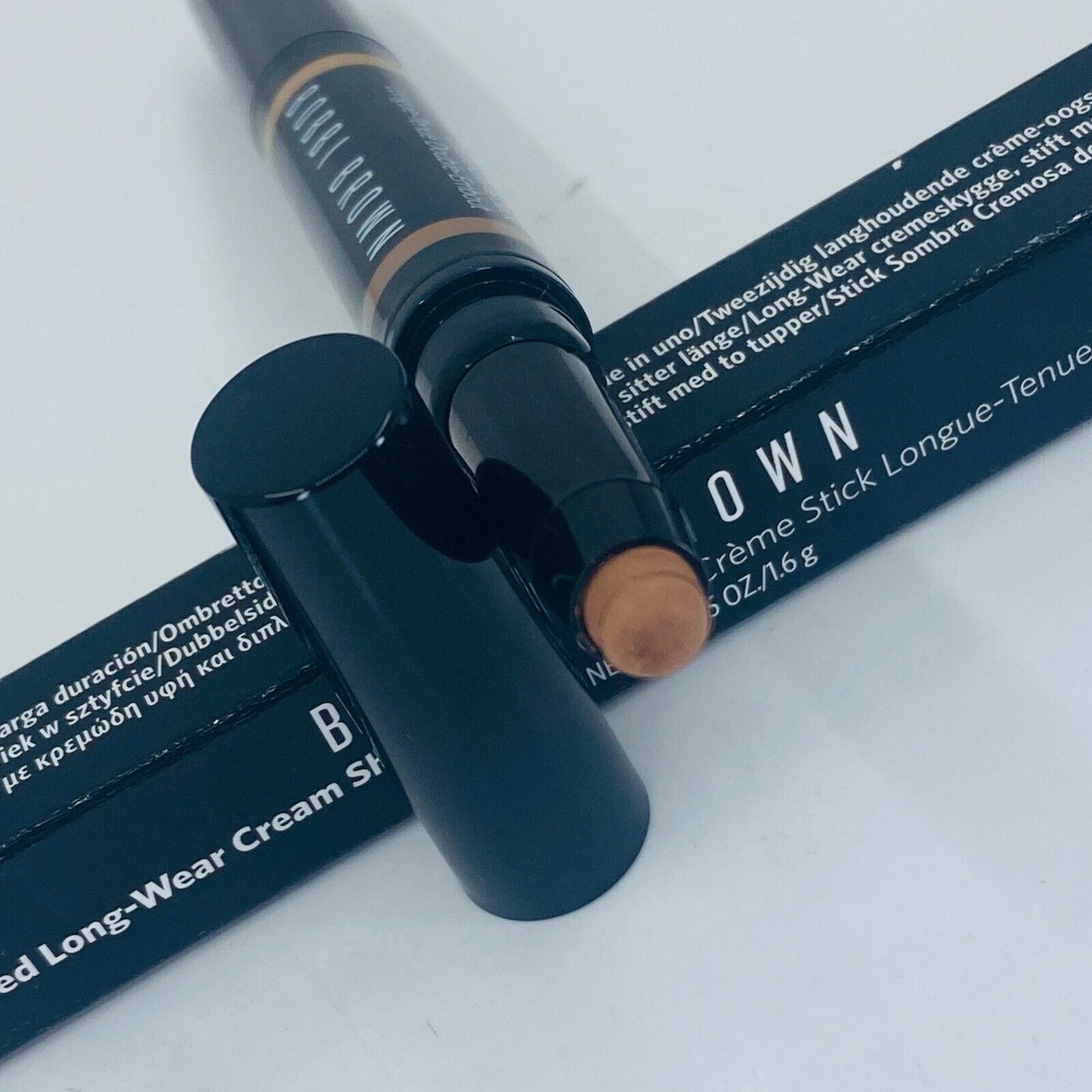 BOBBI BROWN DUAL ENDED LONG WEAR CREAM SHADOW STICK - 0.05oz #peach mimosa/Taupe