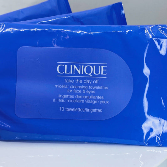 Clinique Take The Day Off Micellar Cleansing Wipes Face/Eyes 10 WIPES *LOT OF 3