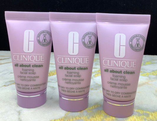 CLINIQUE ALL ABOUT CLEAN FOAMING FACIAL SOAP LOT OF 3!! ~ 3 OUNCES IN TOTAL!! O