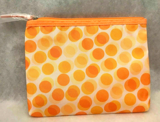 CLINIQUE Orange Polka Dot Travel Size Make Up Bag