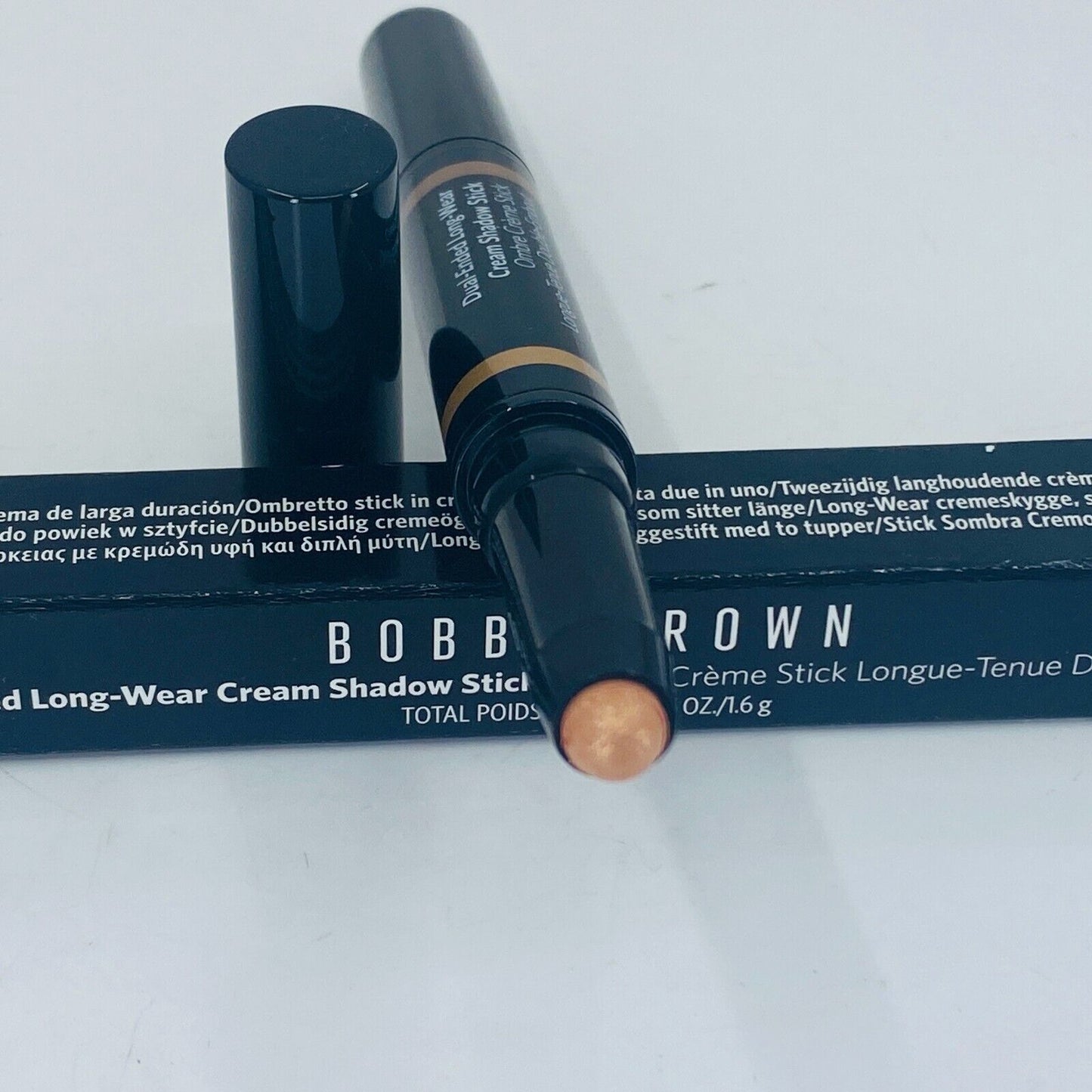 BOBBI BROWN DUAL ENDED LONG WEAR CREAM SHADOW STICK - 0.05oz #peach mimosa/Taupe