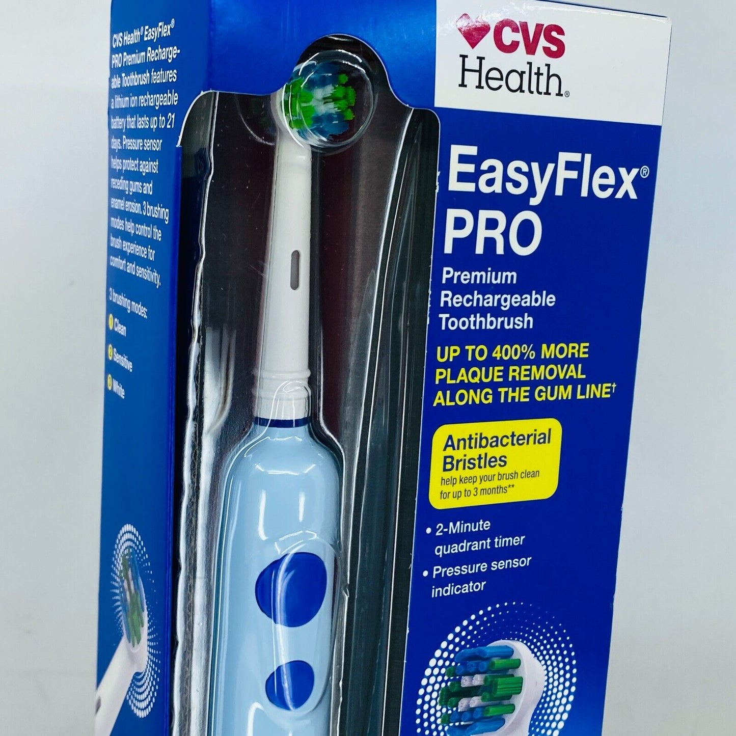 CVS Easy Flex Pro Premium Rechargeable Toothbrush Timer Antibacterial - NIB