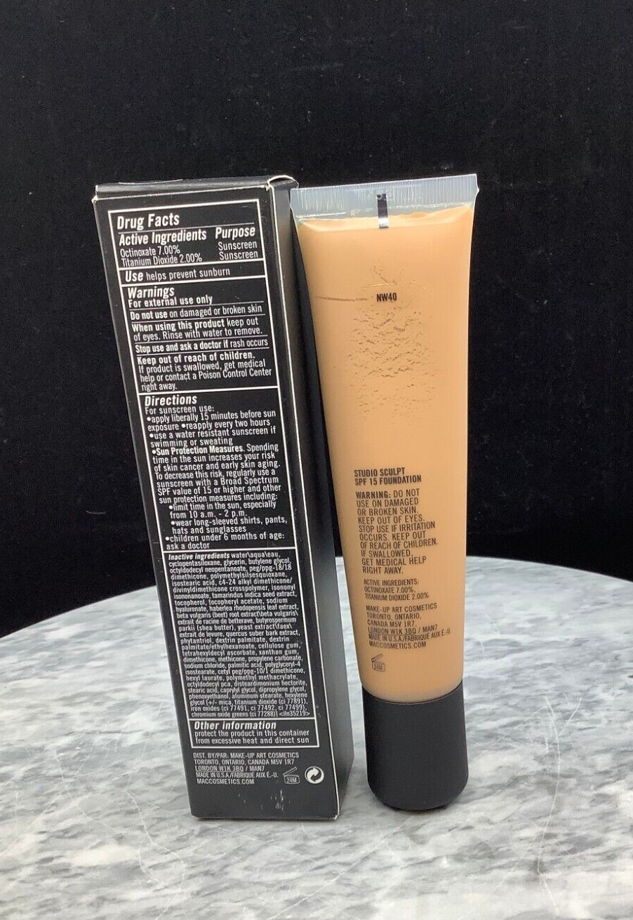 MAC STUDIO SCULPT SPF 15 FOUNDATION BROAD SPECTRUM SPF15 NW40- 1.3OZ