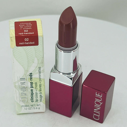 Clinique Pop Reds 02 red-handed Lip Color + Cheek Lipstick Blush .12 oz/3.6g NIB